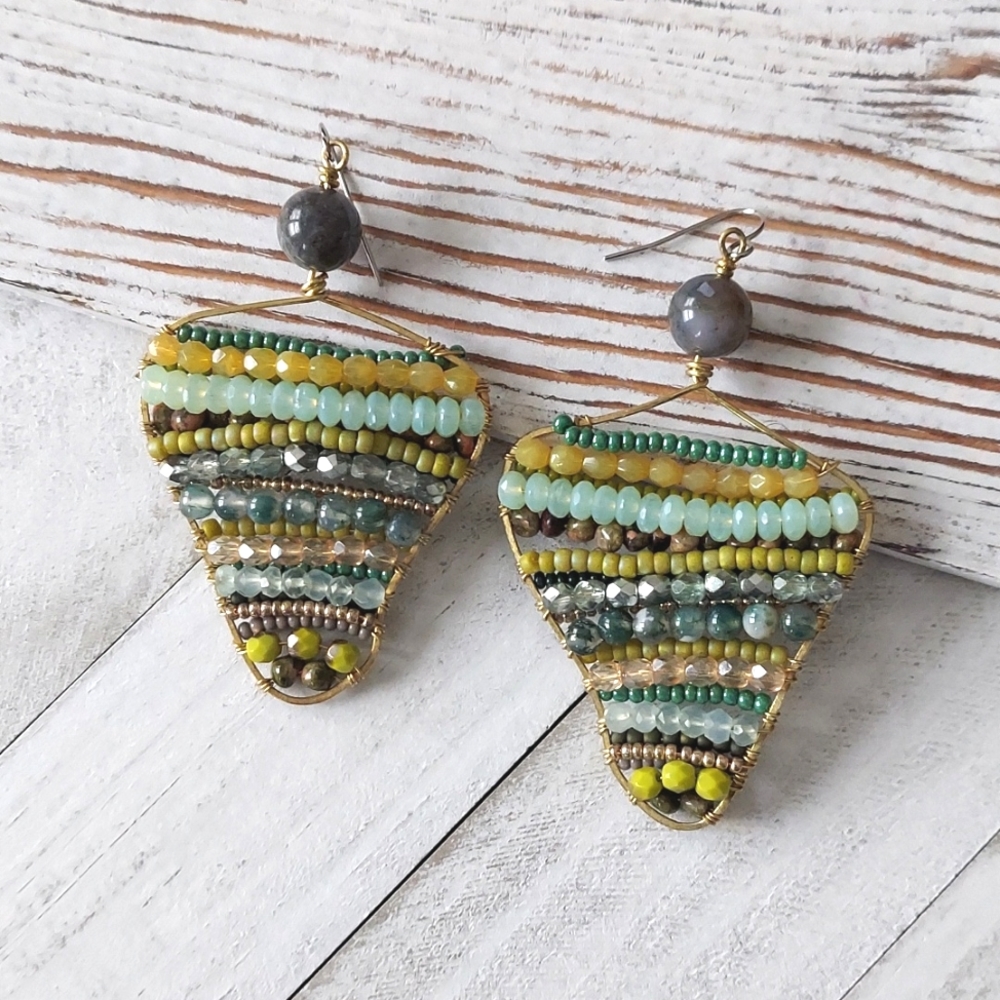 Artisan Jewelry Collection - Marquis Beaded Earrings